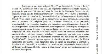 CPI apresenta requerimento e avalia já ter as 27 assinaturas para prorrogar os trabalhos